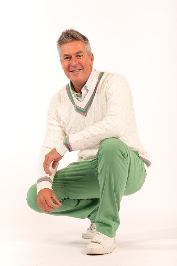 Sweater TENNIS white/green stripe - Cricketco.be